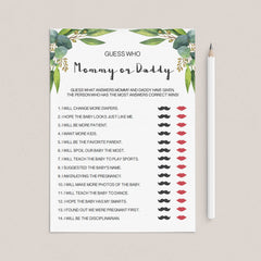 Gender neutral baby shower game mommy or daddy by LittleSizzle