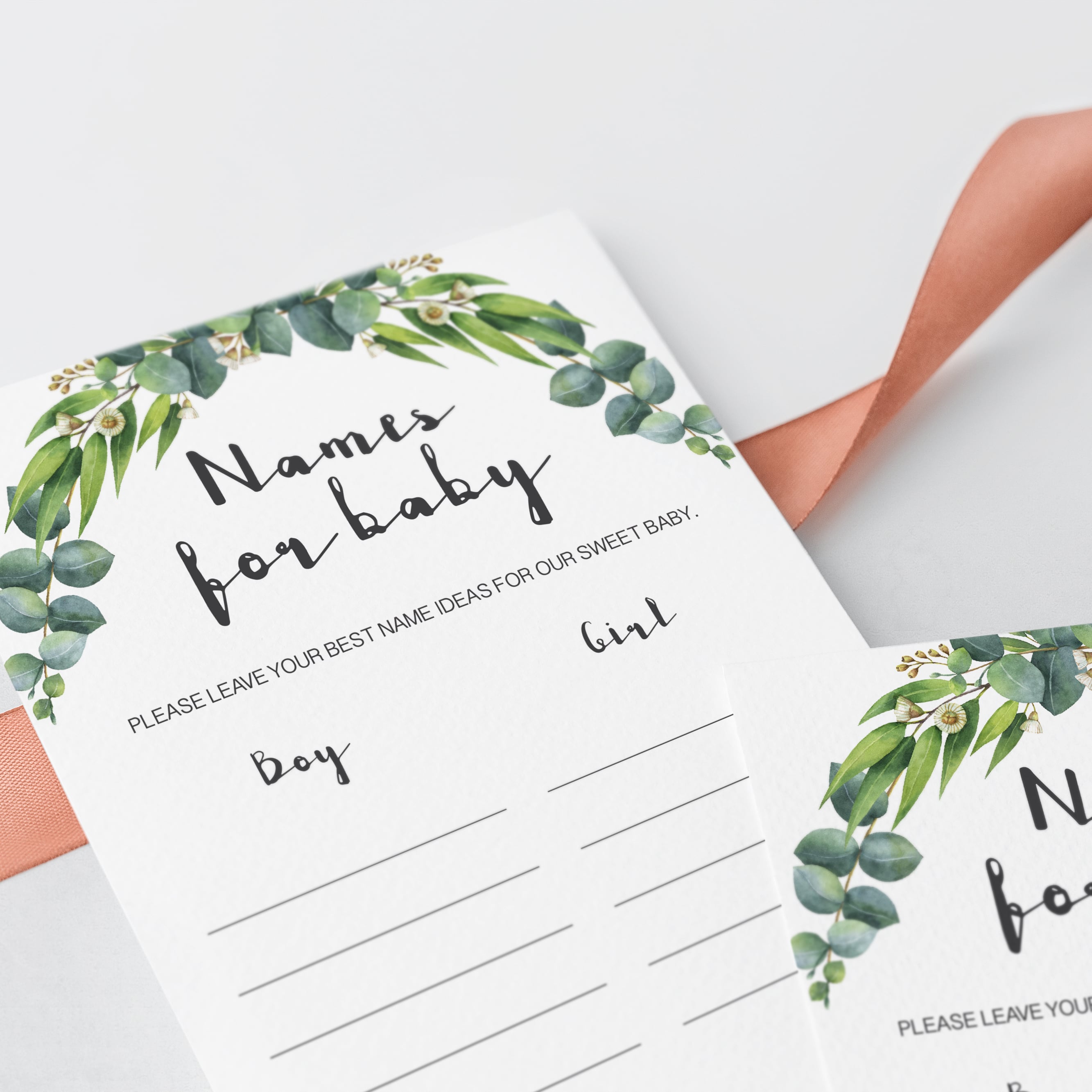 Eucalyptus baby shower name suggestion cards by LittleSizzle