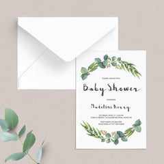 Green wreath baby shower invite template by LittleSizzle