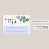 Instant download diaper raffle tickets for greenery baby shower by LittleSizzle