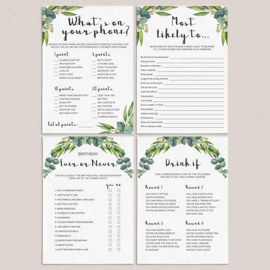 Botanical Adult Party Games Package Instant Download by LittleSizzle