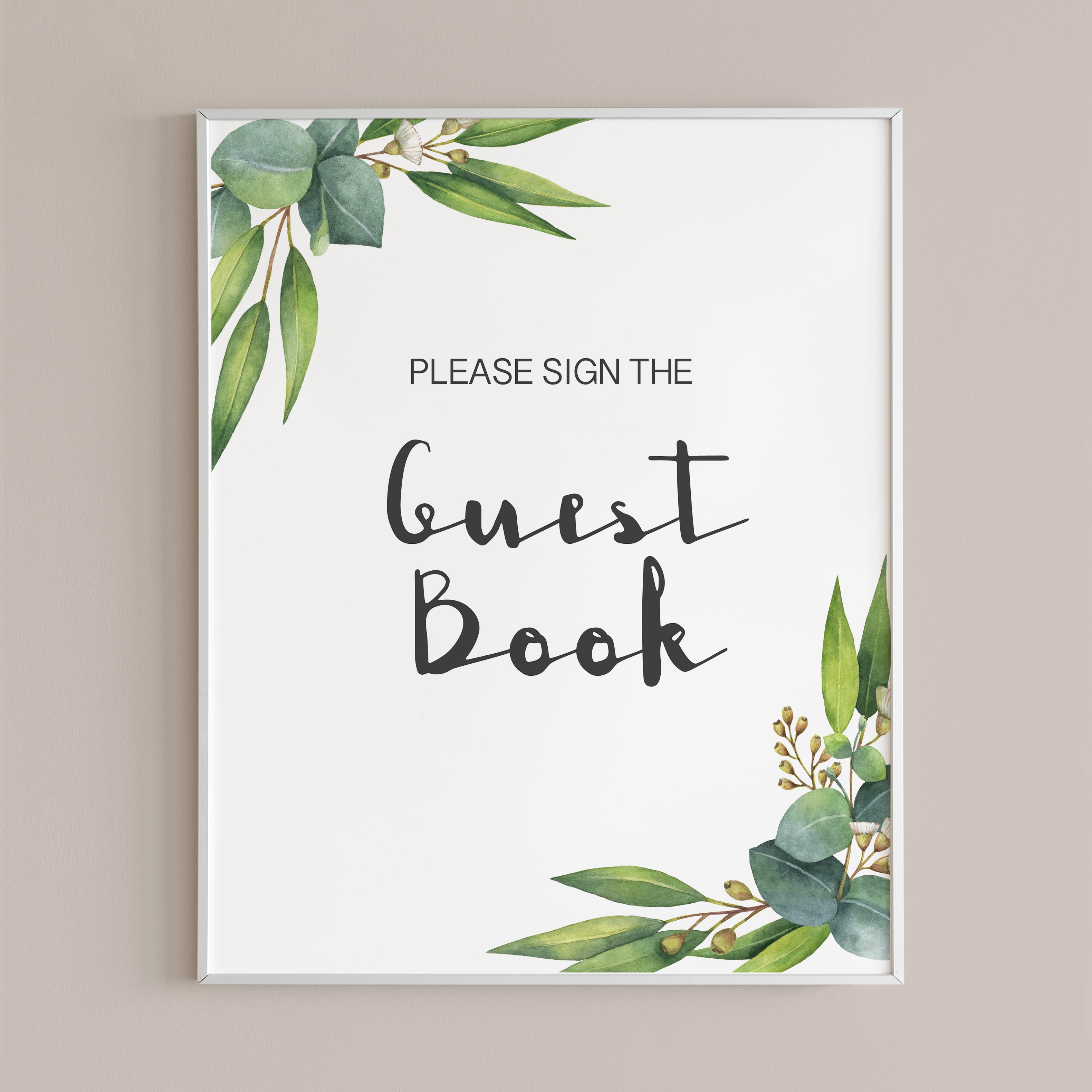 Sign the guest book sign green leaves instant download by LittleSizzle