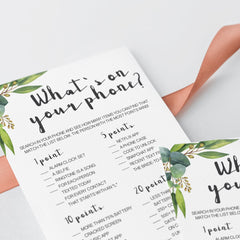 Watercolor greenery bridal shower game template by LittleSizzle