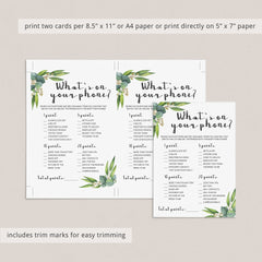 Classy Greenery Bridal Shower Games Package Printable