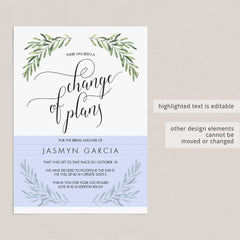 Change of Plans Announcement Template Greenery