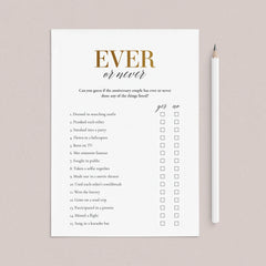 Golden Anniversary Party Game Ever or Never Printable by LittleSizzle