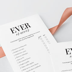 Wedding Anniversary Party Game Ever or Never Printable