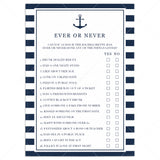 Bachelorette Ever or Never Game Nautical Theme by LittleSizzle