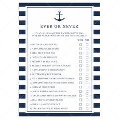 Bachelorette Ever or Never Game Nautical Theme by LittleSizzle