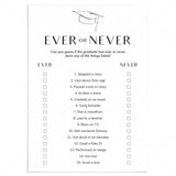 Ever or Never Graduation Party Game Download by LittleSizzle