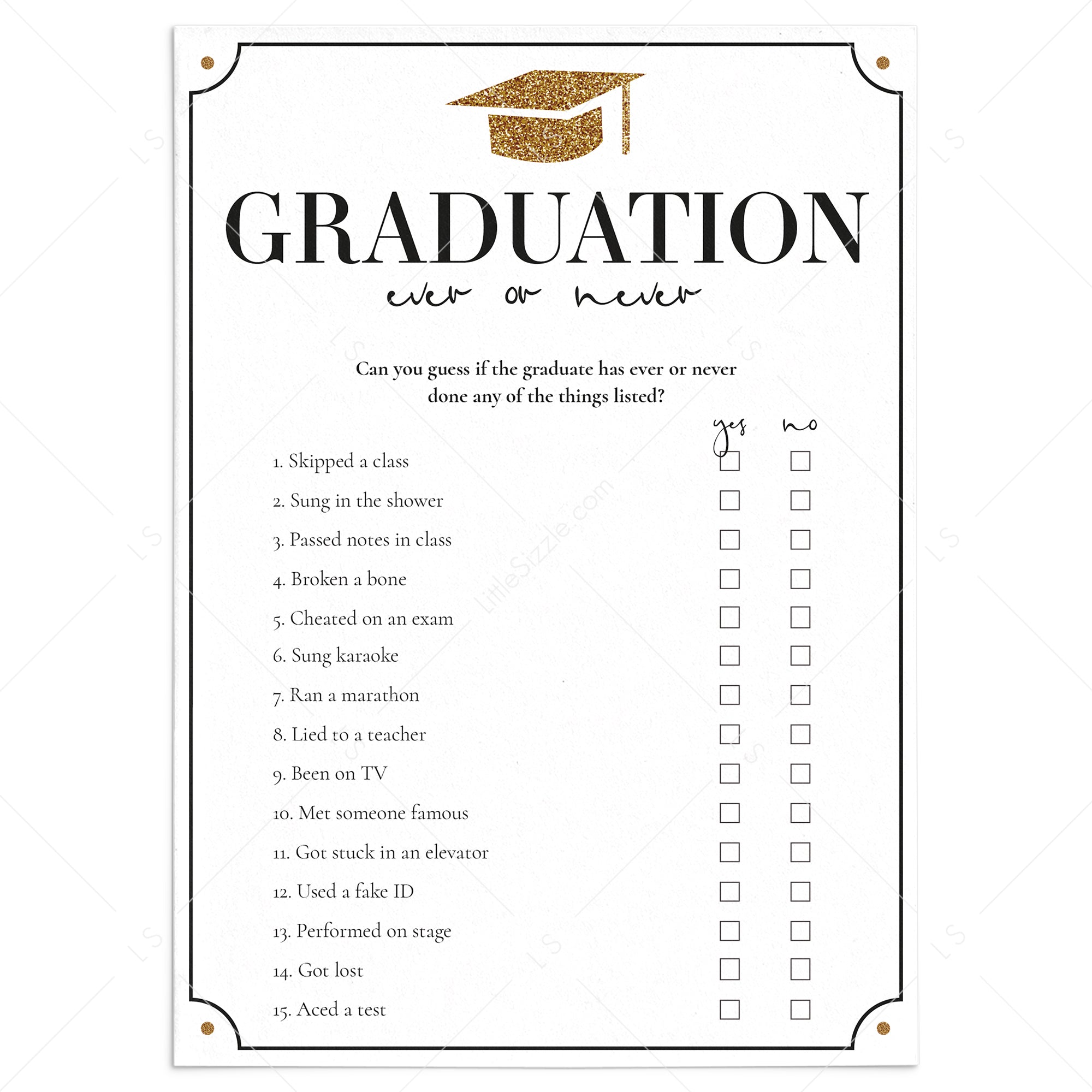 Has The Grad Ever Graduation Party Game Printable by LittleSizzle
