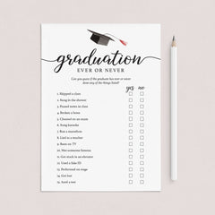Has The Graduate Ever or Never Game Printable by LittleSizzle