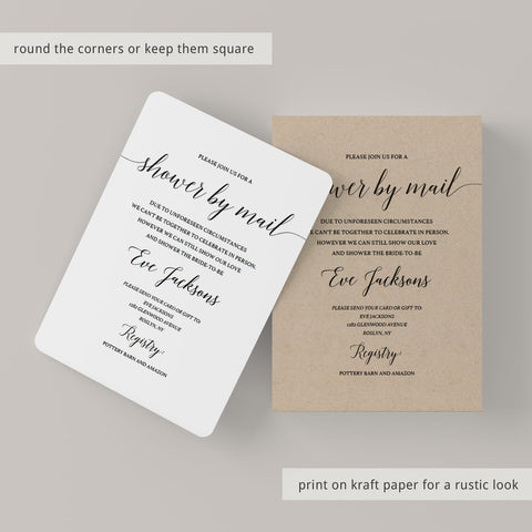 Calligraphy Shower by Mail Invitation | Editable PDF Template ...