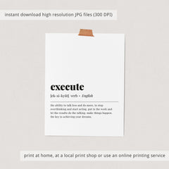 Execute Definition Print Instant Download
