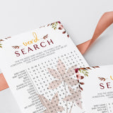 Fall BabyShower Word Search Game Printable