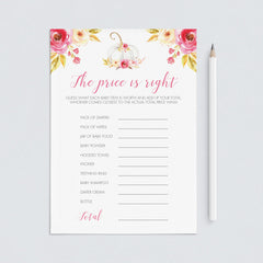 Fall baby shower game for girl the price is right printable by LittleSizzle
