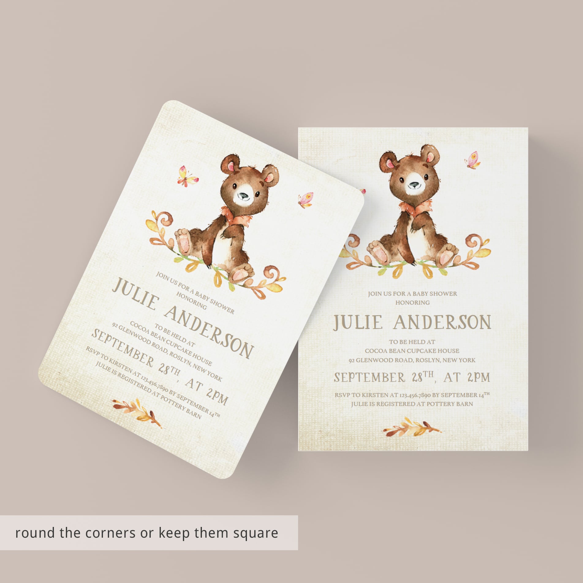 Little Bear Rustic Long Distance Baby Shower Invitation