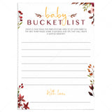 Printable Baby Bucket List Cards Burgundy and Gold by LittleSizzle