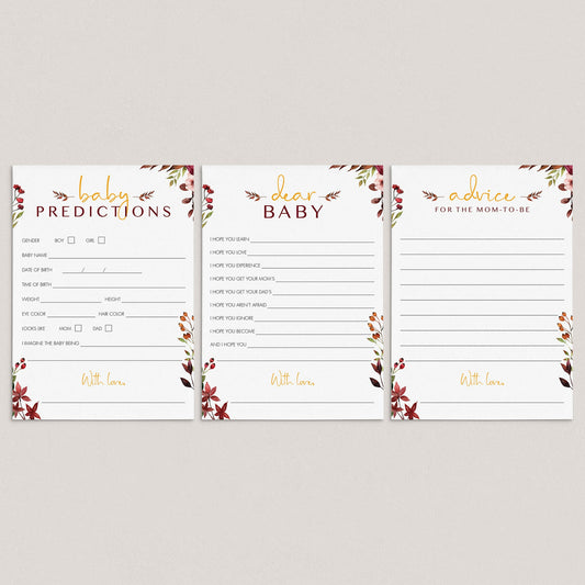 Autumn baby shower games package printable by LittleSizzle