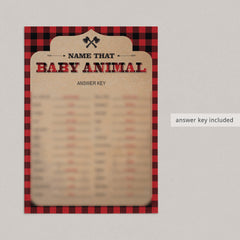 Animal Matching Baby Shower Game with Buffalo Plaid