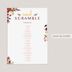 Watercolor leaves baby shower game fall theme by LittleSizzle