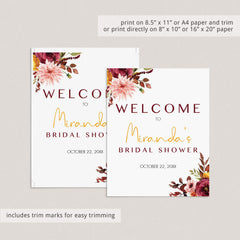 Boho Chic Bridal Shower Signs Package Printable