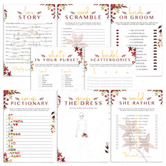 Burgundy Fall Bridal Shower Games Bundle Printable by LittleSizzle