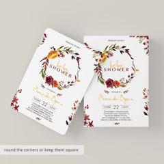 Watercolor boho floral baby shower invite burgundy by LittleSizzle