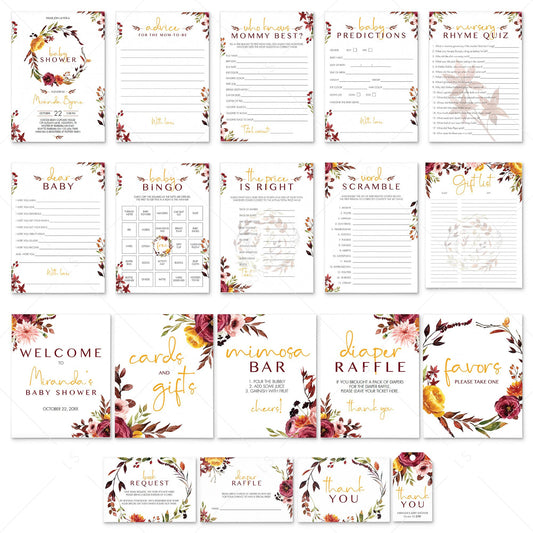 Fall Theme Baby Shower Party Pack Download by LittleSizzle
