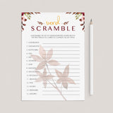 Autumn Leaves Bridal Shower Game Word Scramble Printable by LittleSizzle