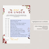 Editable Over or Under Game Template Bohemian Theme