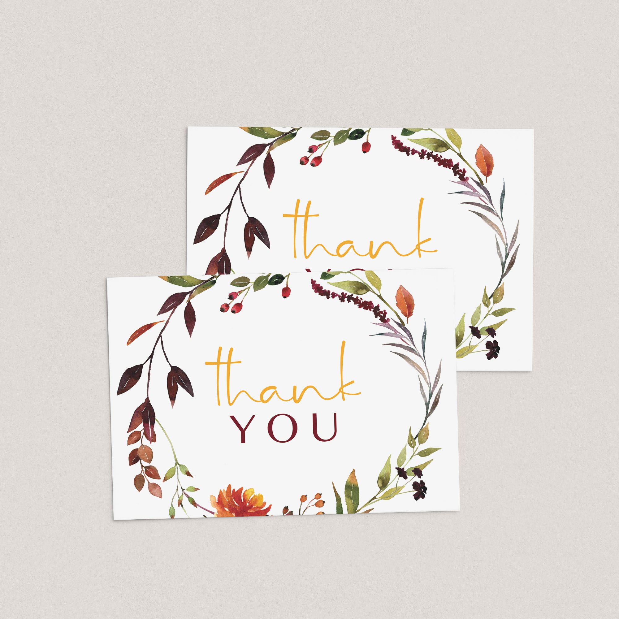 Printable thank you card autumn leaves by LittleSizzle