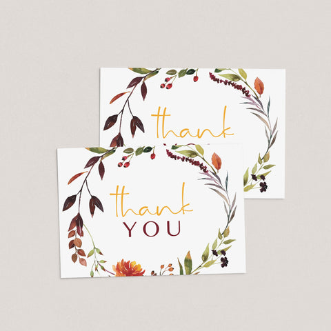 Autumn Floral Thank You Card Printable | Instant download – LittleSizzle
