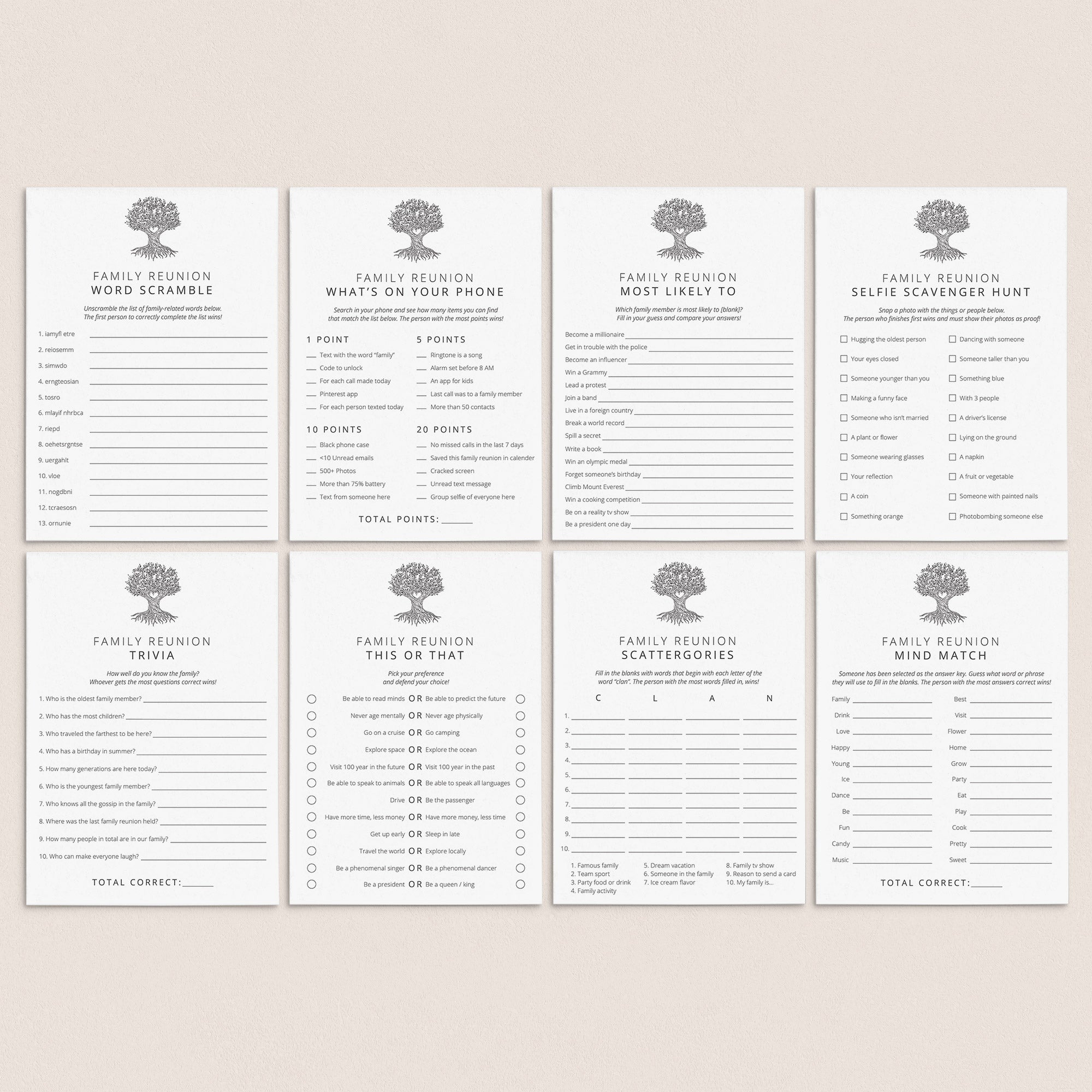 Family Reunion Games Bundle Printable by LittleSizzle