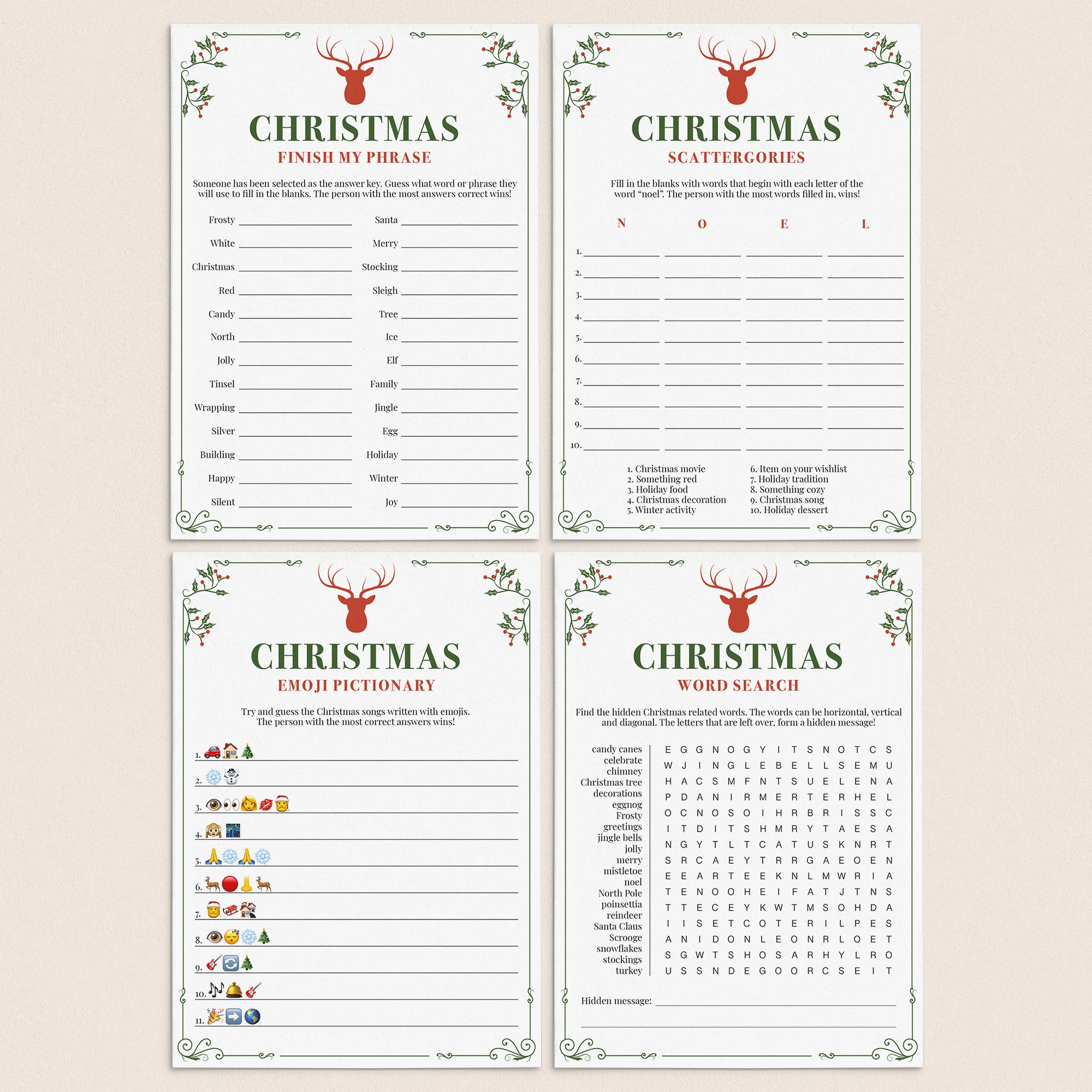 Vintage Christmas Games Package Printable by LittleSizzle
