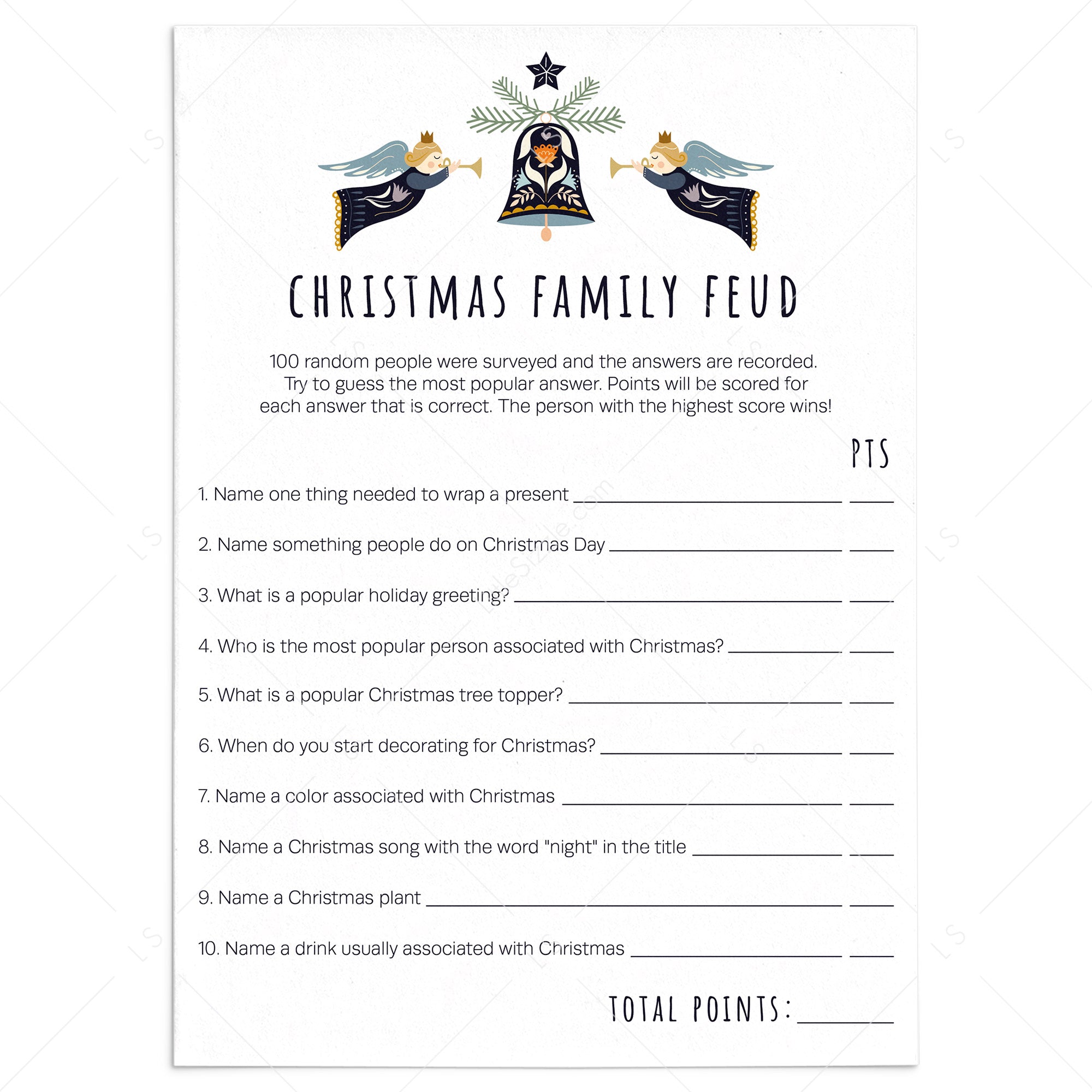 Printable Christmas Family Feud Game Cards by LittleSizzle