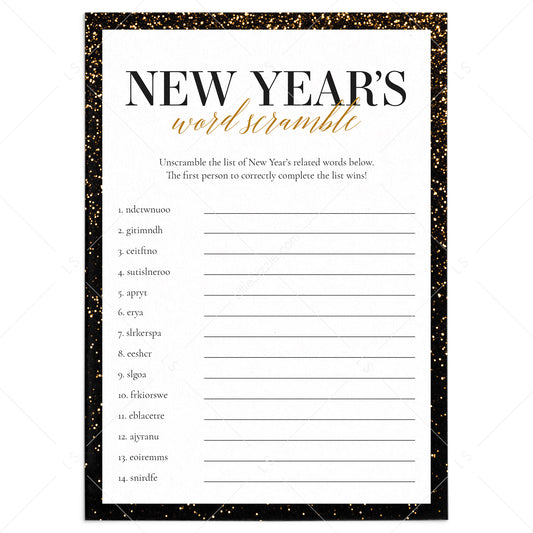 New Years Scrambled Words Game Printable by LittleSizzle