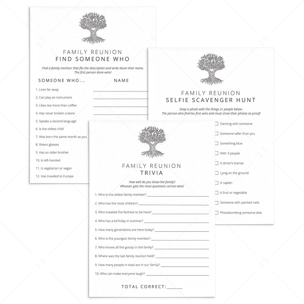 Family Reunion Icebreaker Games Printable | Games For All Ages ...