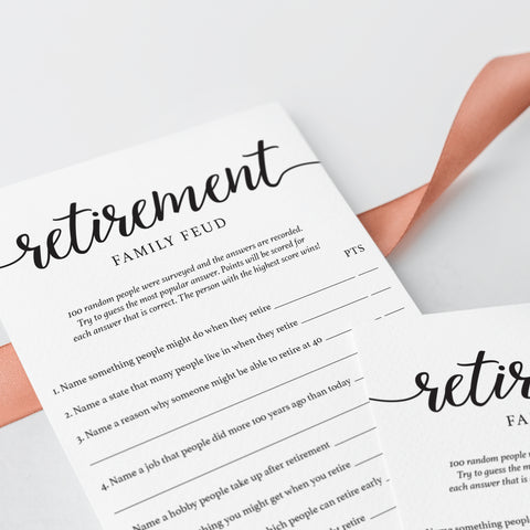 Retirement Feud Questions with Answers Printable | Instant Download ...