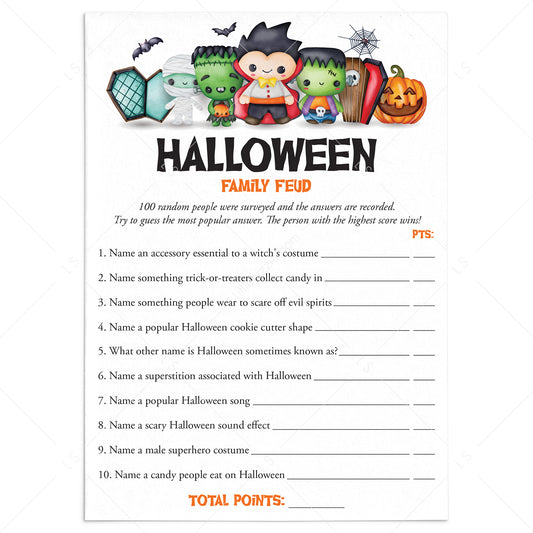 Halloween Family Feud Game with Answer Key Printable by LittleSizzle