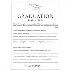 Graduation Family Feud with Answer Key Printable by LittleSizzle
