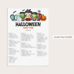 Halloween Family Feud Game with Answer Key Printable