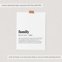 Family Definition Print Digital Download