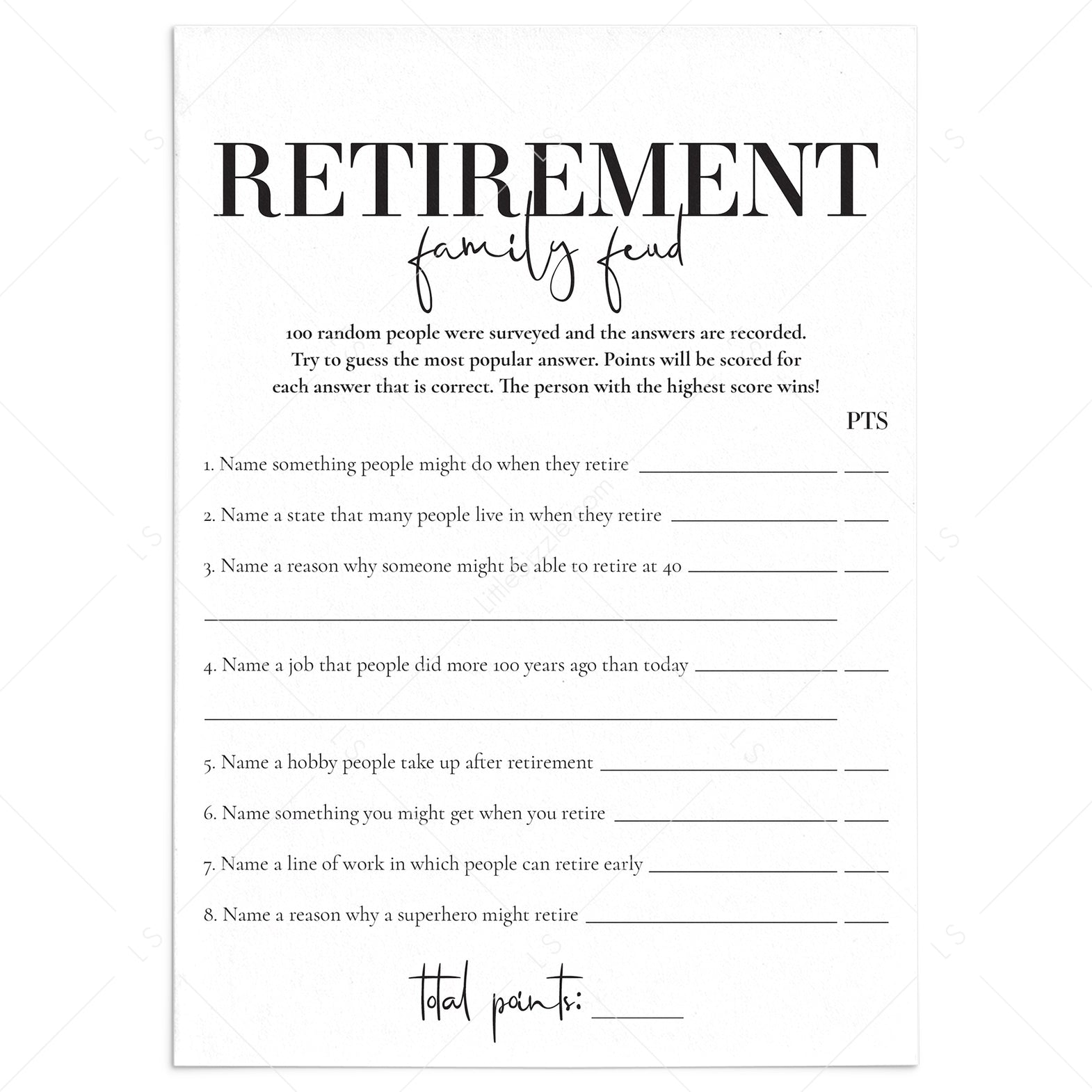 Printable Retirement Party Games for Her and Him – LittleSizzle Printable Retirement Party Games for Her and Him – LittleSizzle