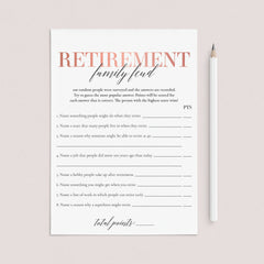 Blush Retirement Family Feud Game with Answer Key Printable by LittleSizzle