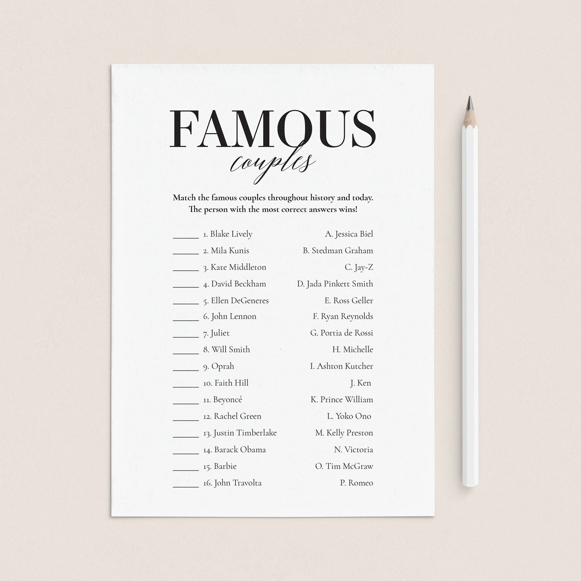 Famous Pairs Famous Pairs