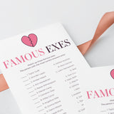 Famous Exes Match Game with Answer Key Printable