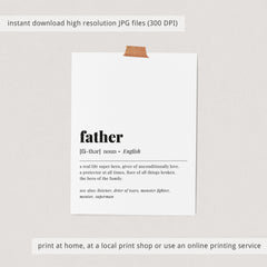 Father Definition Print Digital Download