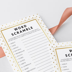 Word Scramble Game for Neutral Baby Shower Printable