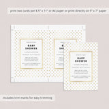 White and Gold Baby Shower Invitation Template